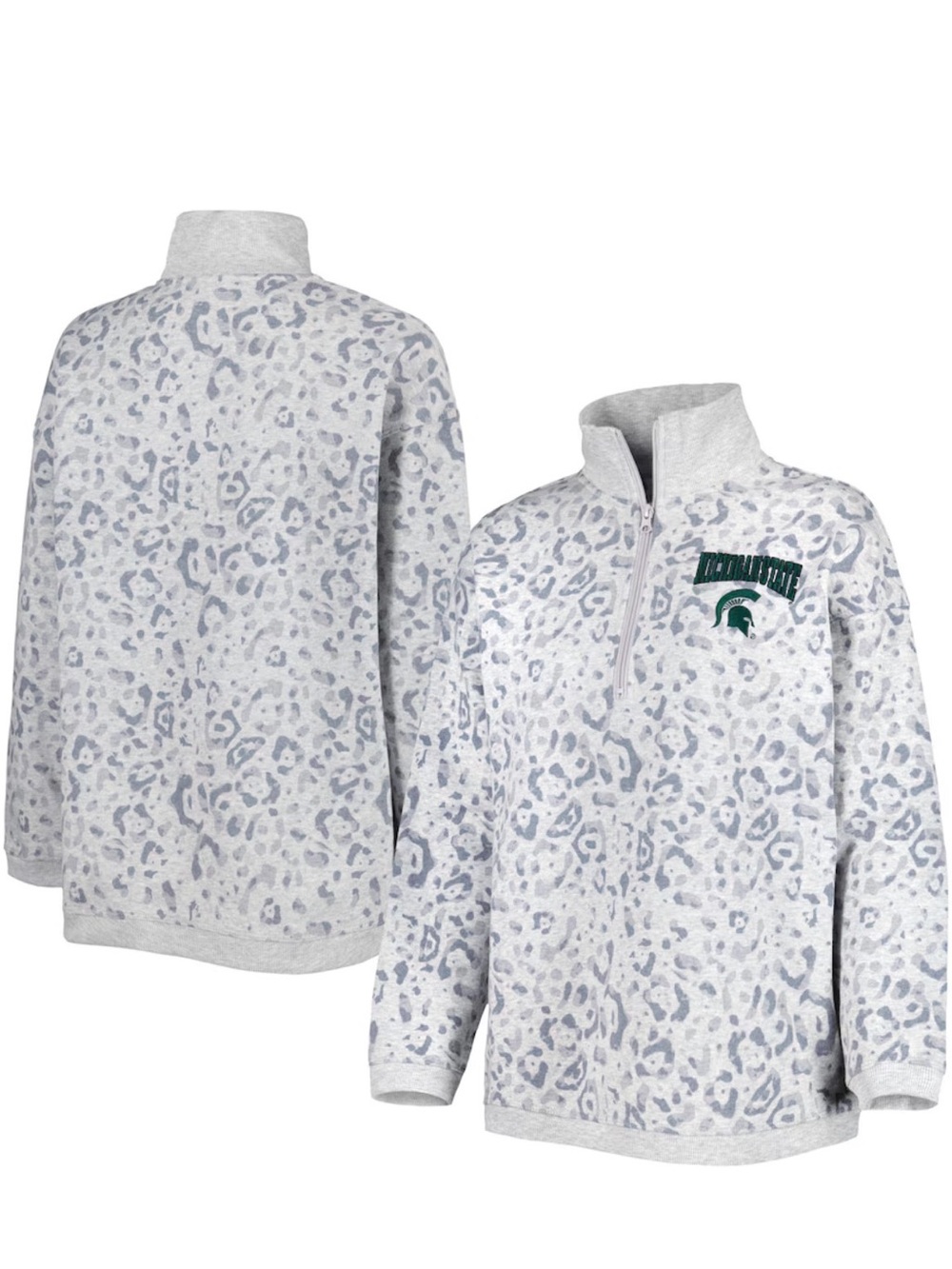 Gameday Couture Michigan State Spartans Women's Heather Gray Leopard Quarter-Zip